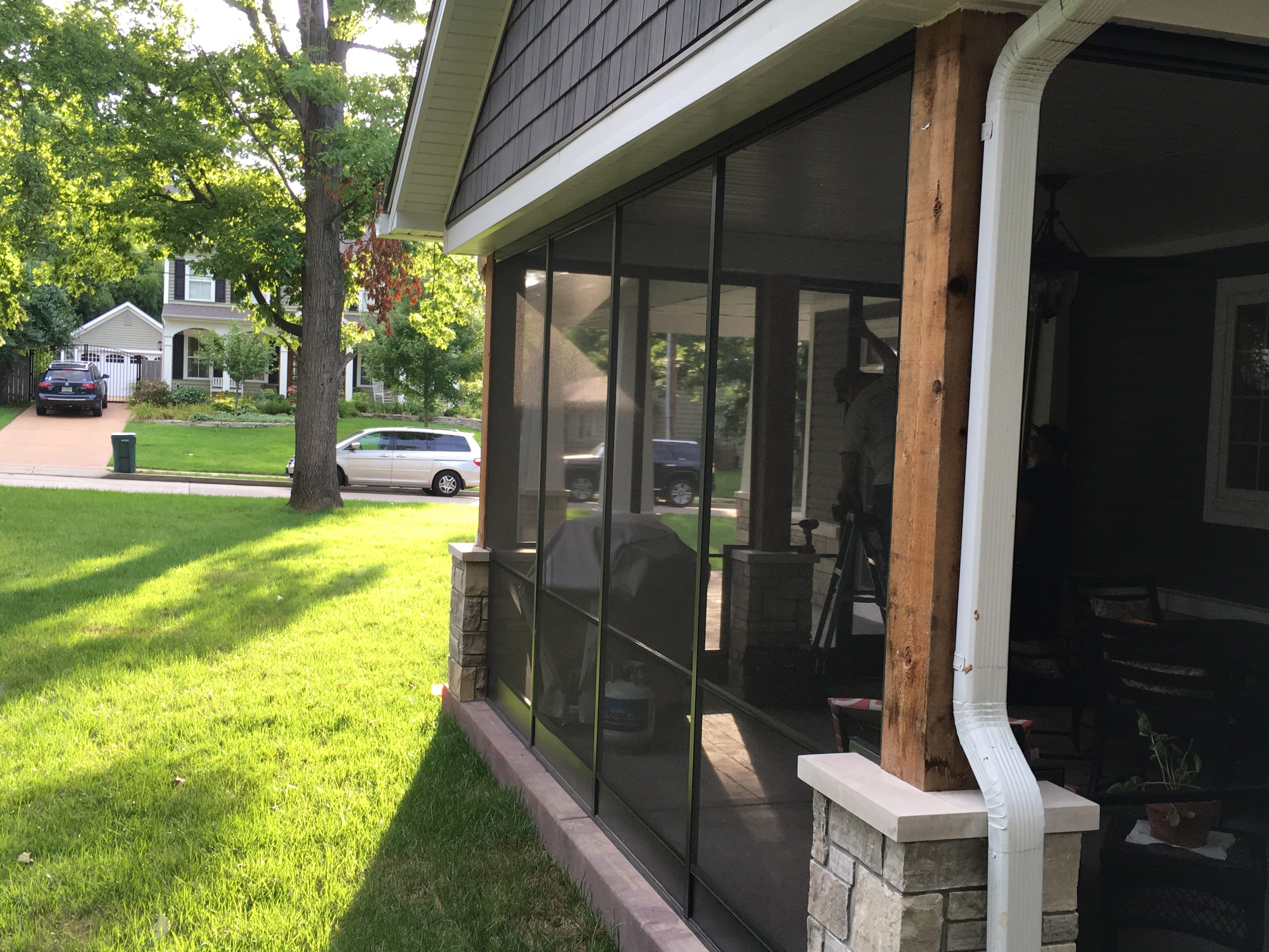 Broadview Screen Kirkwood Screen Porch with notched insect screen panels