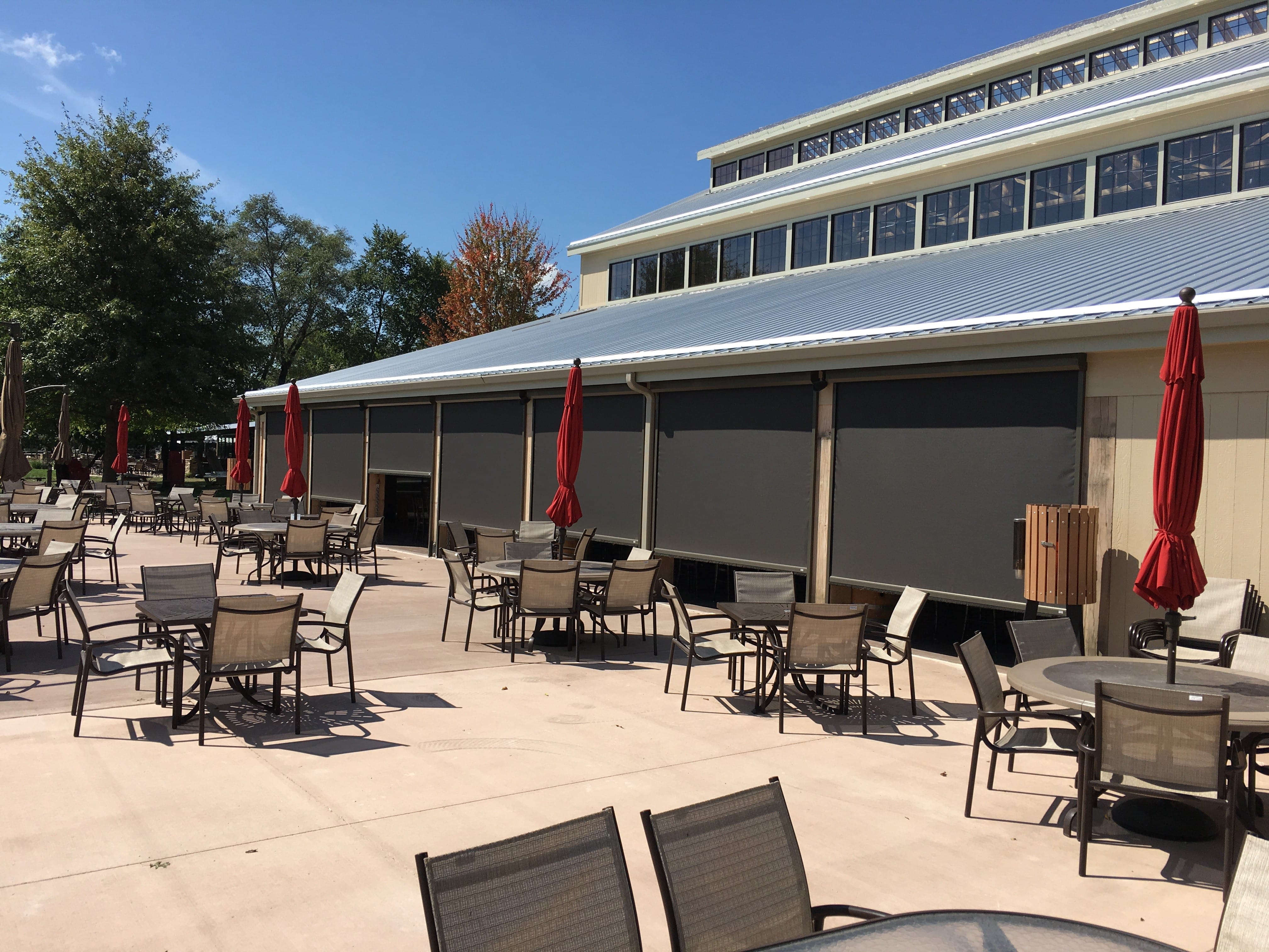 Cedar Lake Cellars patio Phantom Executive Screens Mechanized sun control and wind blocking